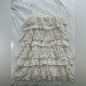 White Zara ruffle dress